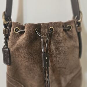 Brown Suede Bucket Bag